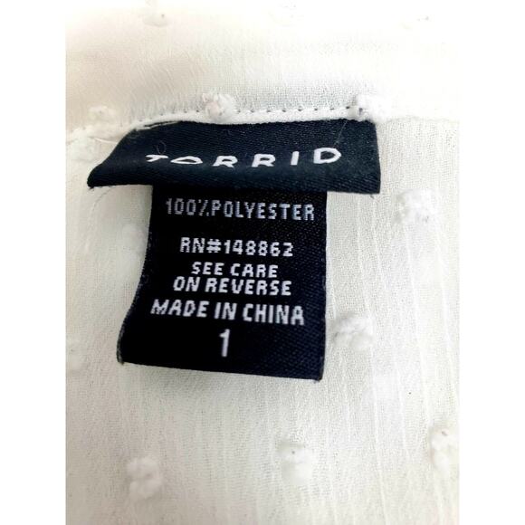 Torrid Top Plus Size 1 White Polka Dot Popover Short Sleeve Womens Tunic 1X 1XL - Picture 5 of 6